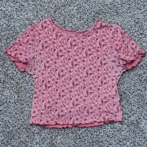 Pink Floral T-Shirt Slightly Cropped